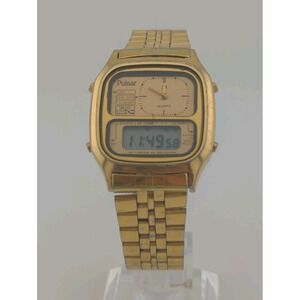 RARE 1981 Pulsar Y651-5060 Men Analog/Digital Watch LCD Alarm Chrono WORKING